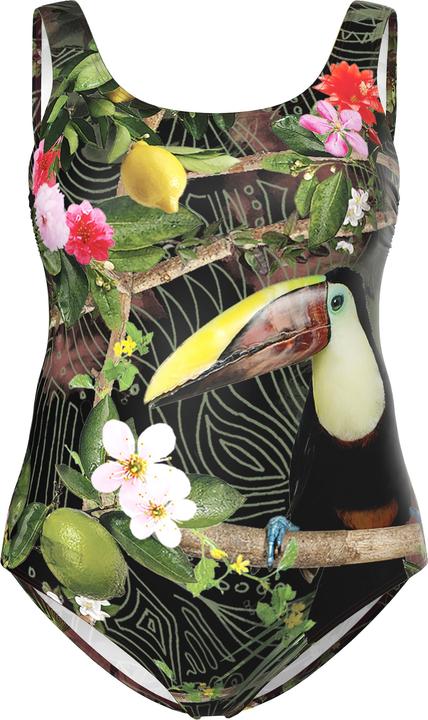 Image du produit Ulla Popken Maillot de bain, motif toucan, sans bonnets souples, col rond (54)