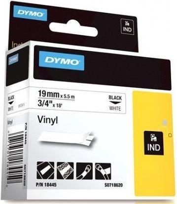 Productafbeelding Dymo Rhino vinyl tape, zwart (1.90 cm, Wit)