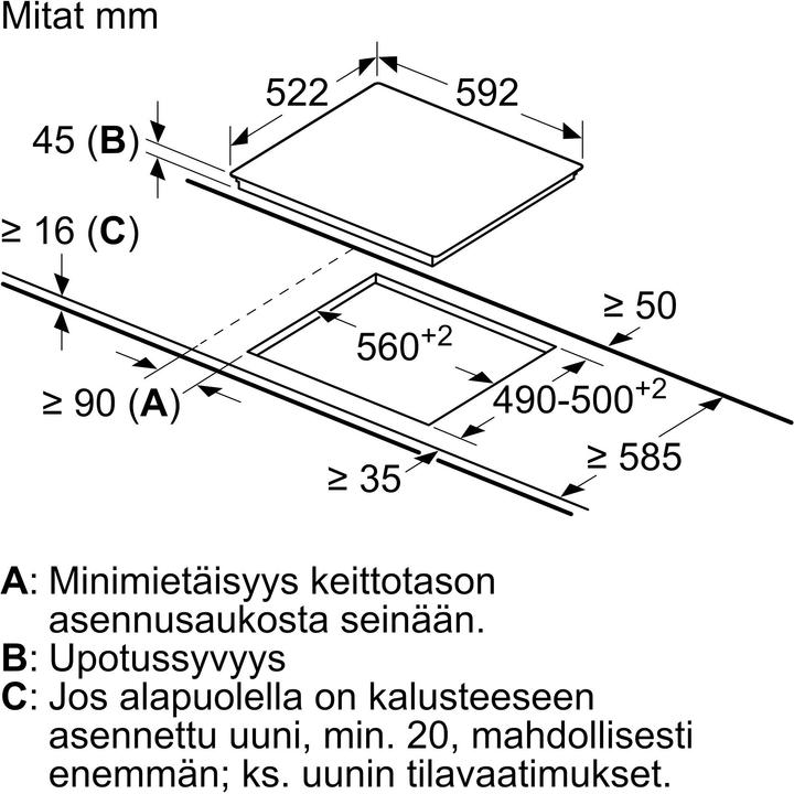 Image du produit Bosch Hausgeräte PKE611BA2E (59.20 cm, Table de cuisson en vitrocéramique)