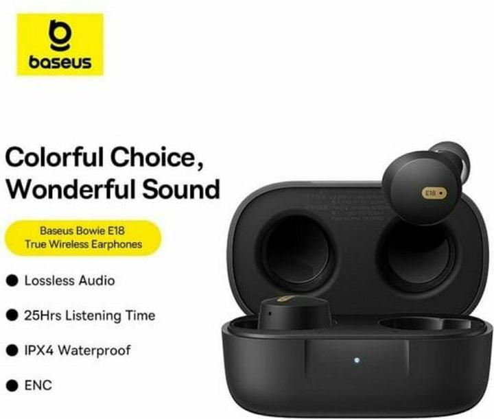 Actual product image Baseus Bowie E18 wireless TWS ENC IPX4 headphones - white (25 h, Wireless)