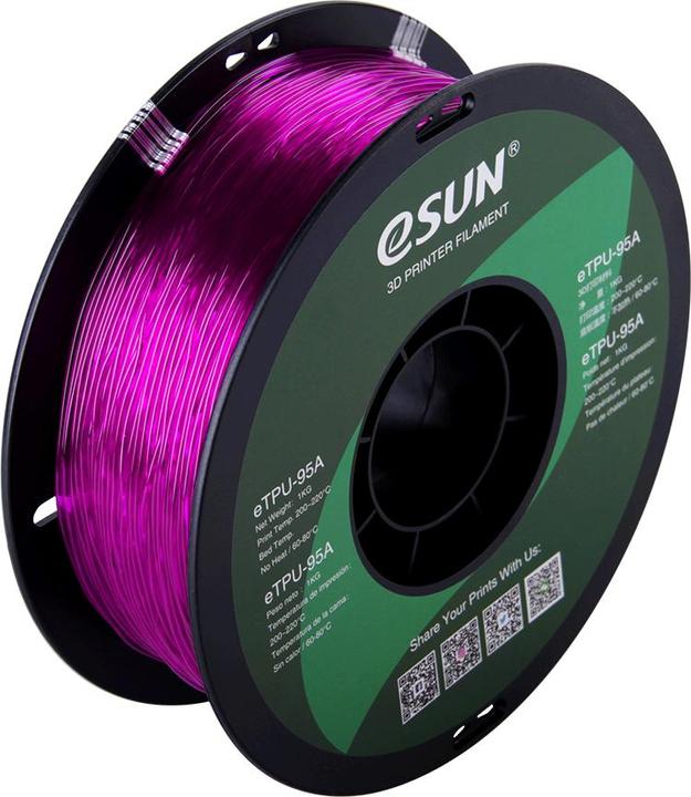 Produktbild eSUN eTPU-95A 1,75mm Tr. Purple 1kg 3D Filament (TPU, 1.75 mm, 1000 g, Violett)