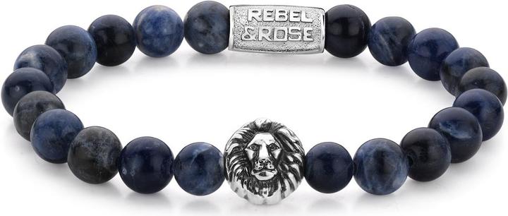 Immagine prodotto Rebel & Rose Bracciale Leone Testa di mezzanotte Blu Argento 8mm Bracciale (19 cm, Acciaio inossidabile)