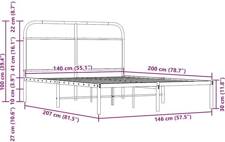 Image du produit vidaXL Cadre de lit sans matelas (140 x 200)