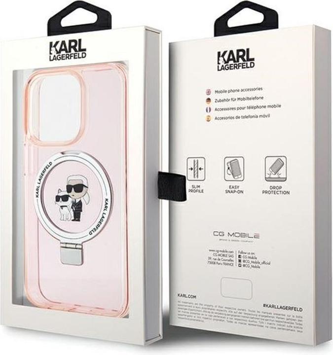 Actual product image Karl Lagerfeld KLHMP15XHMRSKCP iPhone 15 Pro Max 6.7" różowy/pink hardcase Ring Stand Karl&Choupettt (Apple iPhone 15 Pro Max)
