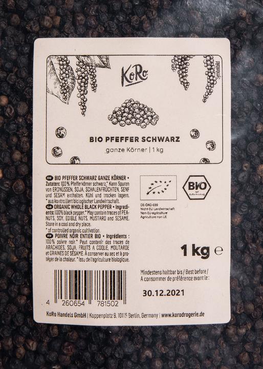 Produktbild KoRo Bio Pfeffer schwarz ganze Körner (1000 g)