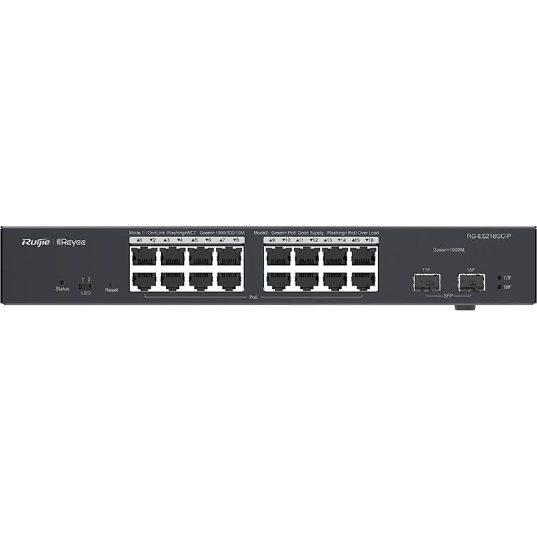 Ruijie NET SWITCH 18PORT 1000M 2SFP (18 Ports), Netzwerk Switch, Schwarz