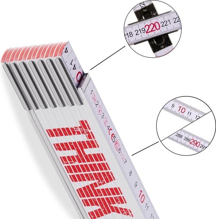 Actual product image Tox Folding ruler 3m "Think Big" - Glass birchwood, white, metal fittings (3 m)