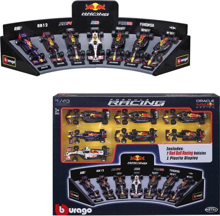 Actual product image Bburago F1 7er-Set Displaykurve Red Bull Racing 1/43