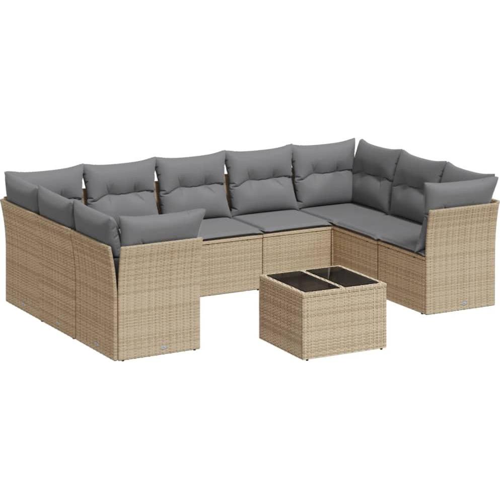 VidaXL, Gartenlounge, 10-tlg. Garten-Lounge-Set mit Kissen