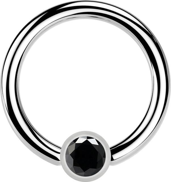 Immagine prodotto Star Piercing Anello di chiusura micro argento Cilindro di cristallo nero (senza ottone, Acciaio chirurgico 316L)