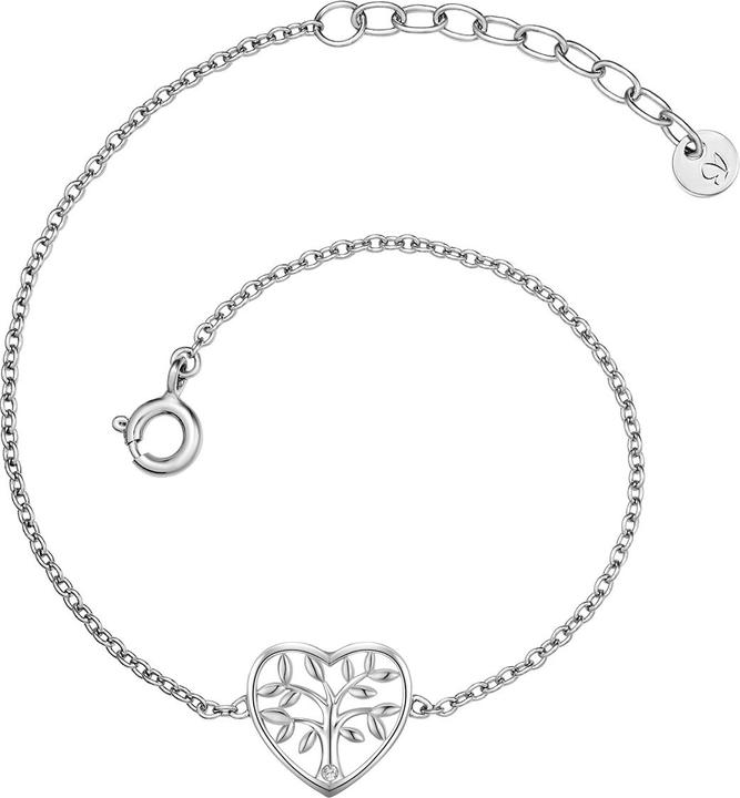 Produktbild Glanzstücke München Damen Lebensbaum Sterling Silber Lab Grown Diamond Silber 17,0 cm Basislänge + 3,0 cm Verlängerung - (17 cm, Sterling Silber)