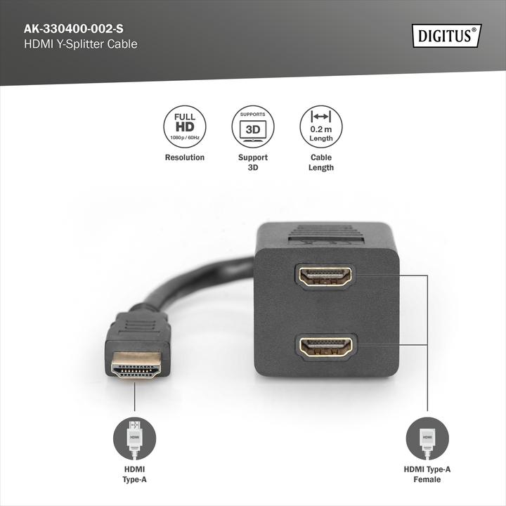 Produktbild Digitus HDMI zu (0.20 m, HDMI, 1.3)