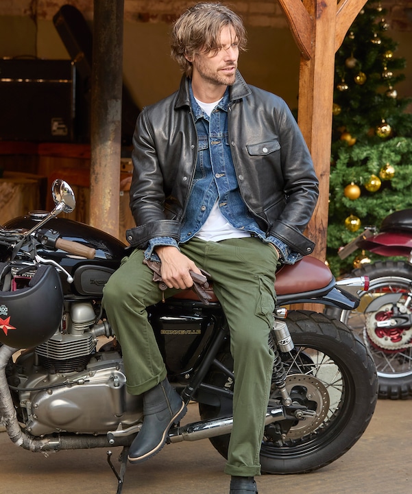 Produktbild Joe Browns Classic Leather Jacket with Vintage Check Lining (S)