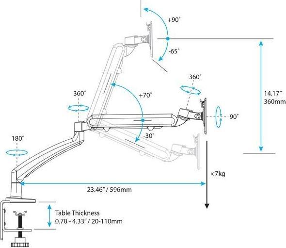 Image du produit StarTech Bras articulé du moniteur (Tables, 26", 7 kg)