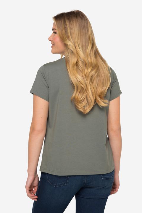 Immagine prodotto Laurasøn T-shirt con piccolo nodo stampato, scollo a V, mezze maniche e OEKO-TEX Made in Green (XL)