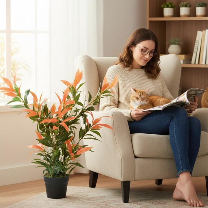 Actual product image Homcom Kunstpflanze Kunststoff, Zement Rot+Grün (90 cm)