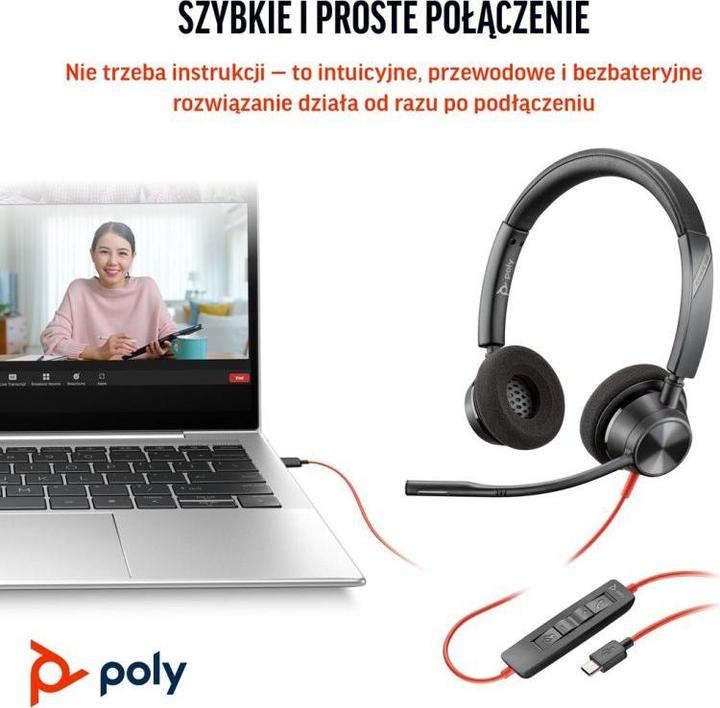 Produktbild HP Poly Blackwire 3320 + USB-C/A-Adapter (Kabelgebunden, USB-C, Microsoft Teams)