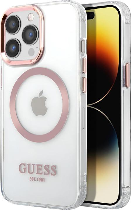 Immagine prodotto Guess Custodia trasparente compatibile con MagSafe per Apple iPhone 14 Pro - rosa (Apple iPhone 14 Pro)