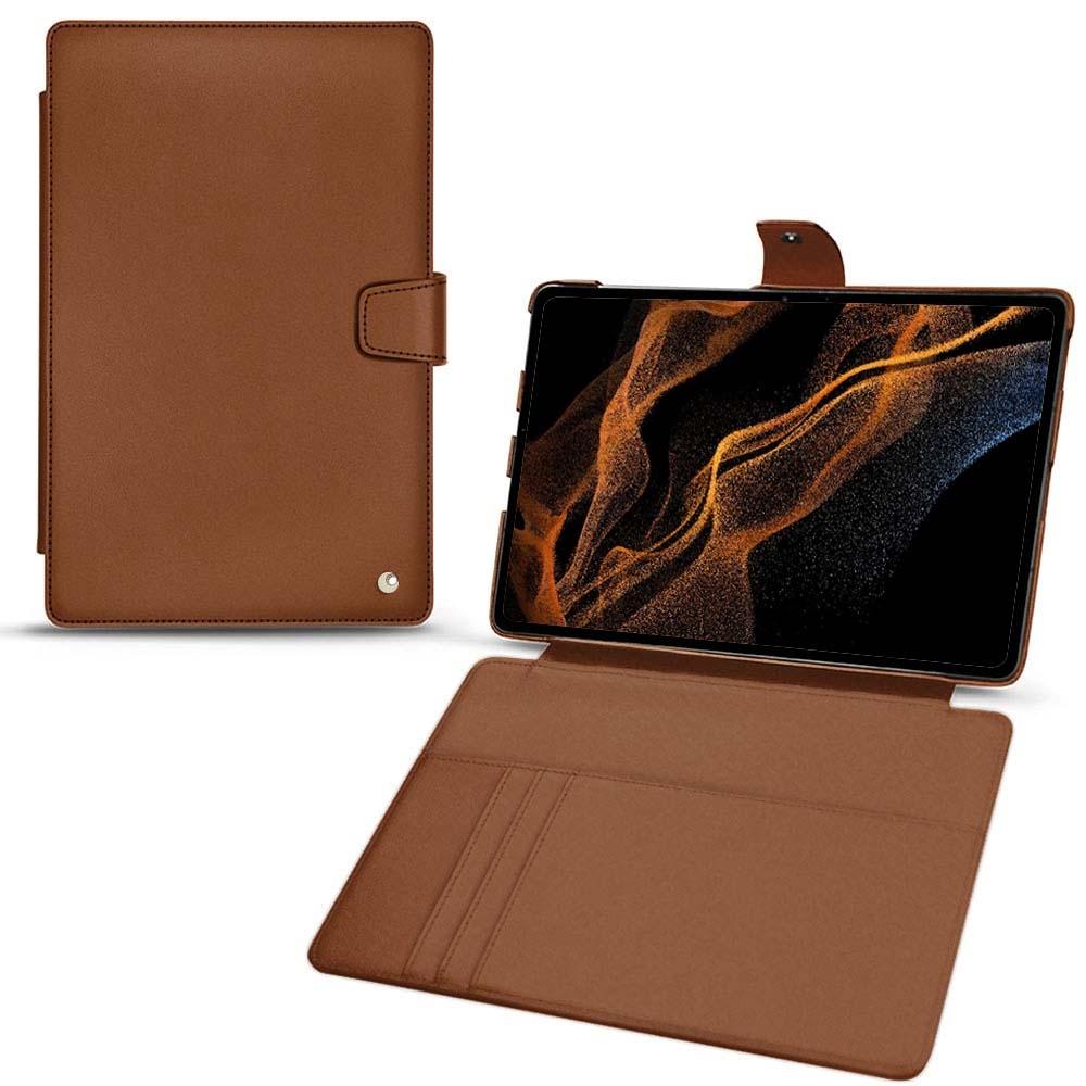 Noreve Lederschutzhülle Wallet (Galaxy Tab S8+), Tablet Hülle, Braun
