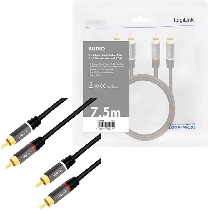 Image du produit LogiLink Ca Rca (7.50 m, Câbles Cinch)