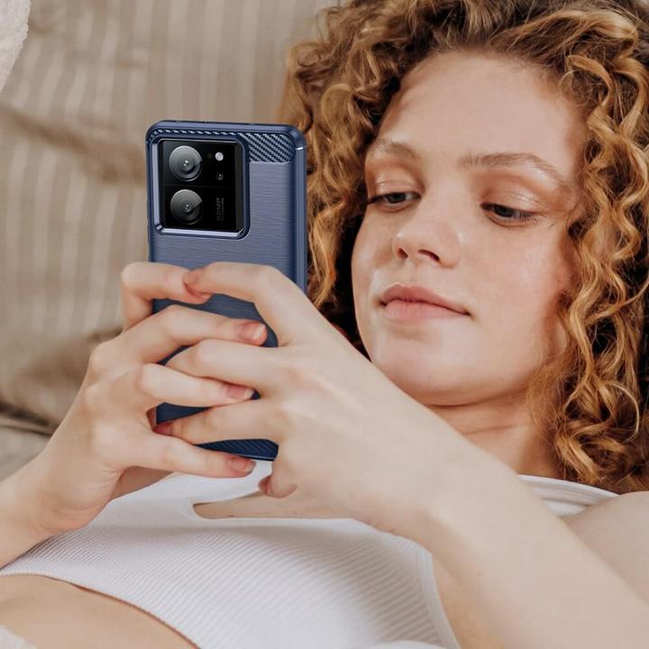 Image du produit Cover-Discount Xiaomi 13T / 13T Pro - Housse métallique aspect carbone bleu (Xiaomi 13T)