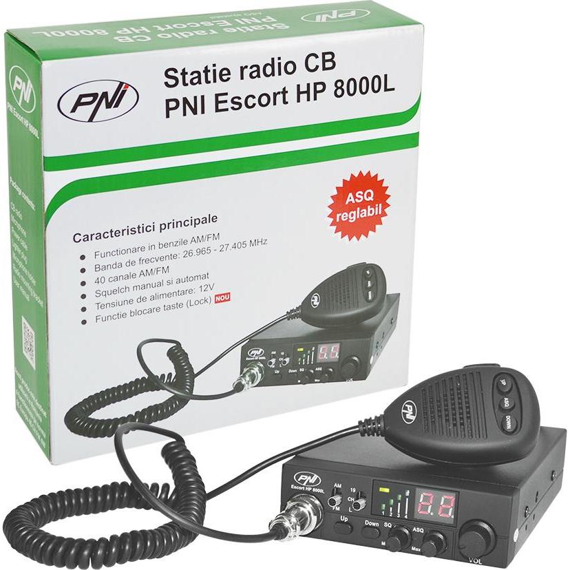 PNI CB-Funkgerät Escort HP 8000L mit einstellbarem ASQ, 12V, 4W, Schloss, Zigarettenanzünderbuchse i, Walkie-Talkie