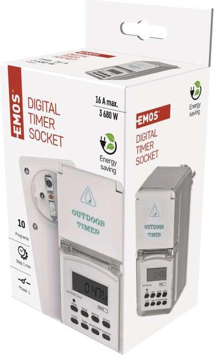 Actual product image Emos Venkovná digitálná spánacá zásuvka (P5507)