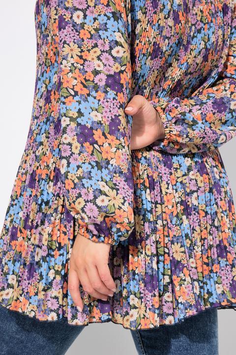 Produktbild Ulla Popken Plissee-Bluse, Blüten, A-Linie, Hemdkragen, Langarm (46, 48)