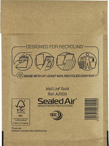 Image du produit Sealed Air Enveloppe d'expédition A/000 Gold 110 mm x 160 mm (100 x)