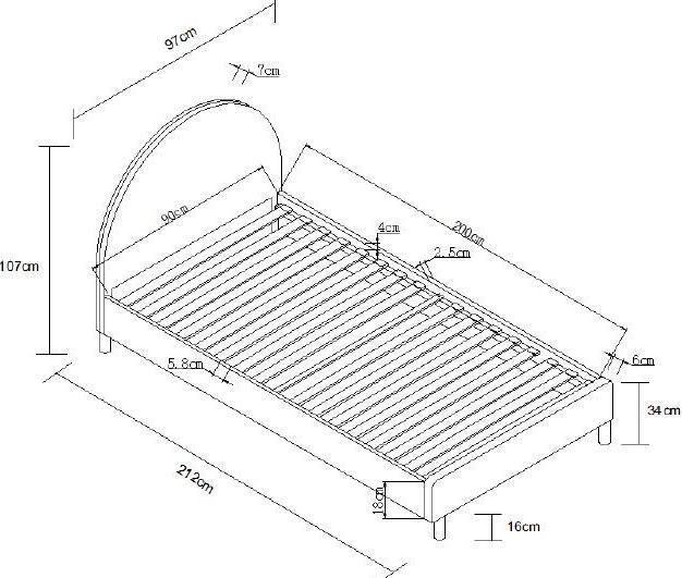Nährwerte und Zutaten Vipack Moon Bett 90X200 Weiss Boucle (90 x 200 cm)