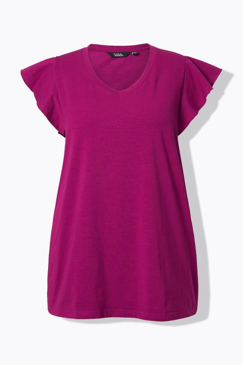 Actual product image Ulla Popken Cap Sleeve V-Neck Tee (60)