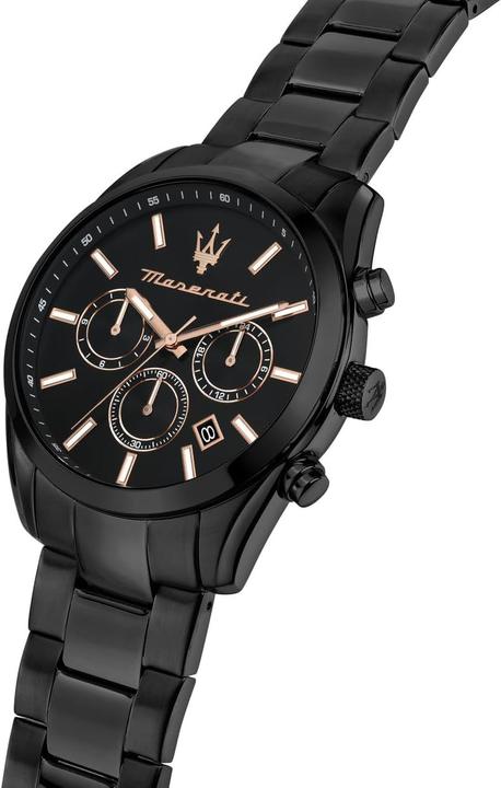 Immagine prodotto Maserati Orologio da Polso Multifunzione Edizione Limitata, Quadrante Nero con Dettagli Oro Rosa (43 mm)