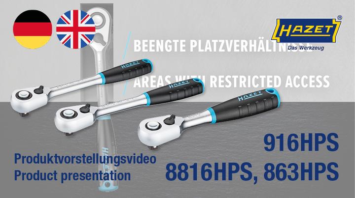 Produktbild HAZET HiPer Feinzahn-Umschaltknarre ∙ Sicherheitsverriegelung 916HPS ∙ Vierkant 12,5 mm (1/2 Zoll)