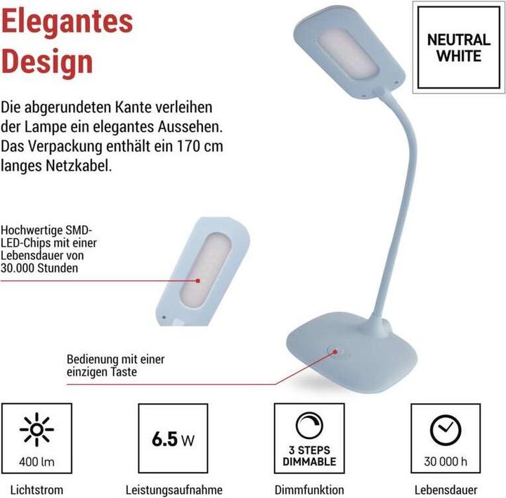 Produktbild Emos LED Schreibtischlampe STELLA, blau (400 lm)