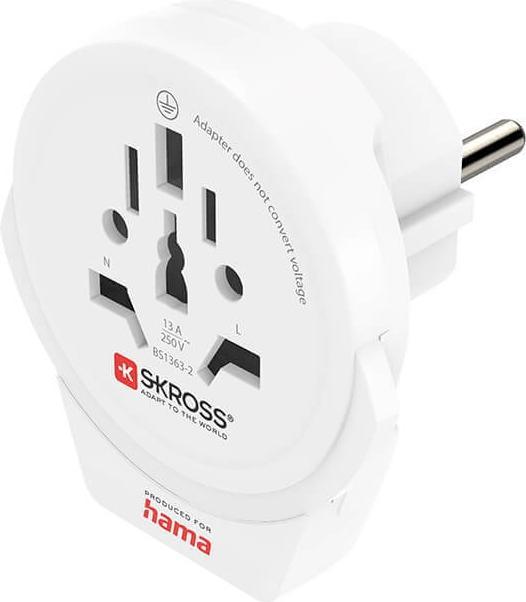 Actual product image Hama Travel adapter World to Europe USB for 2- and 3-pin devices, 1x USB