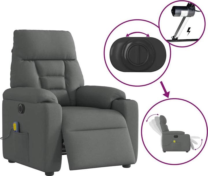 Produktbild vidaXL Massagesessel Elektrisch Dunkelgrau Stoff