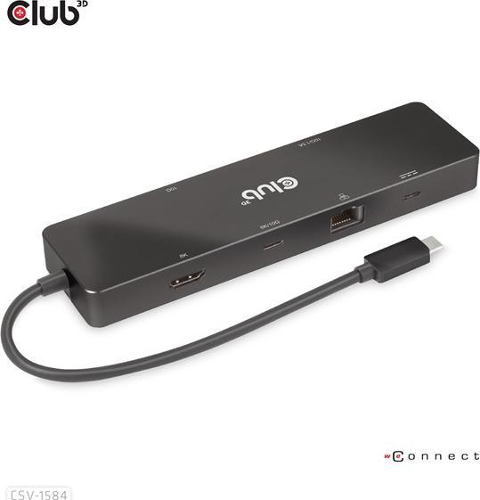 Actual product image Club 3D Club3D USB-C Dock > HDMI/USB-C(8K)/2xUSB/USB-C(PD100W)/RJ45 retail (USB-C, 6 ports)