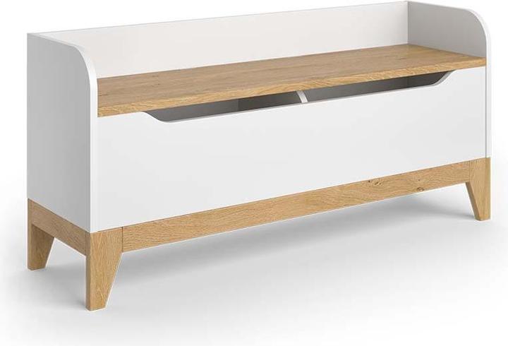 Produktbild VitaliSpa Spielzeugtruhe Malia, Weiss/Eiche, 107.2 x 50 cm mit Sitzbank
