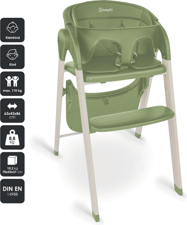Actual product image BabyGo Levels Highchair khaki/white (Highchair)