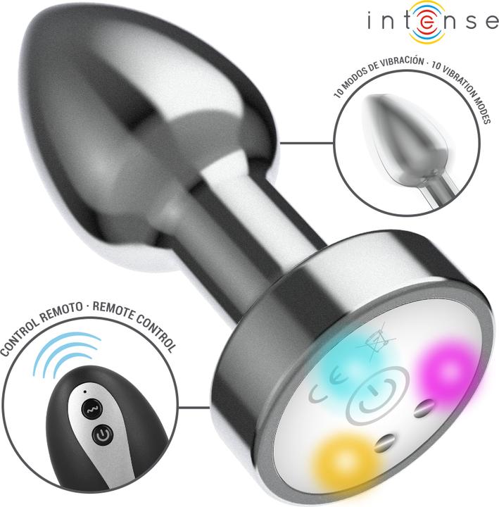 Actual product image Intense - Vibrierender Analplug Aus Metall Mit Led-Leuchten Und Fernbedienung - Grã–Sse S
