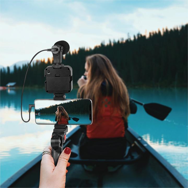 Image du produit LogiLink Kit vlogger avec lumière LED, microphone + trépied, pour smartphones 4,77