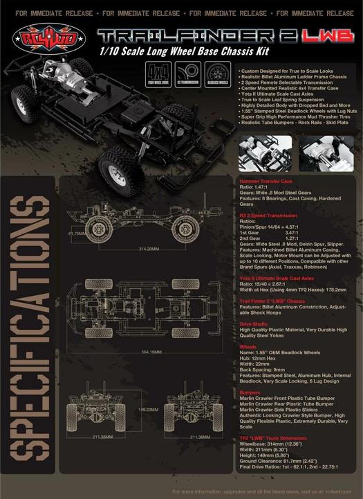 Immagine prodotto Rc4Wd Kit telaio Scale Crawler Trail Finder 2 LWB (Kit)