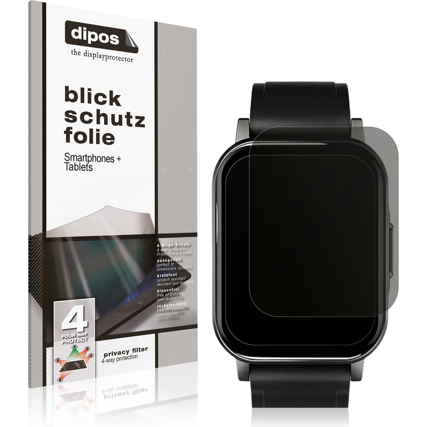 Dipos Blickschutzfolie 4-Way Privacy, Smartwatch Schutzfolie, Transparent