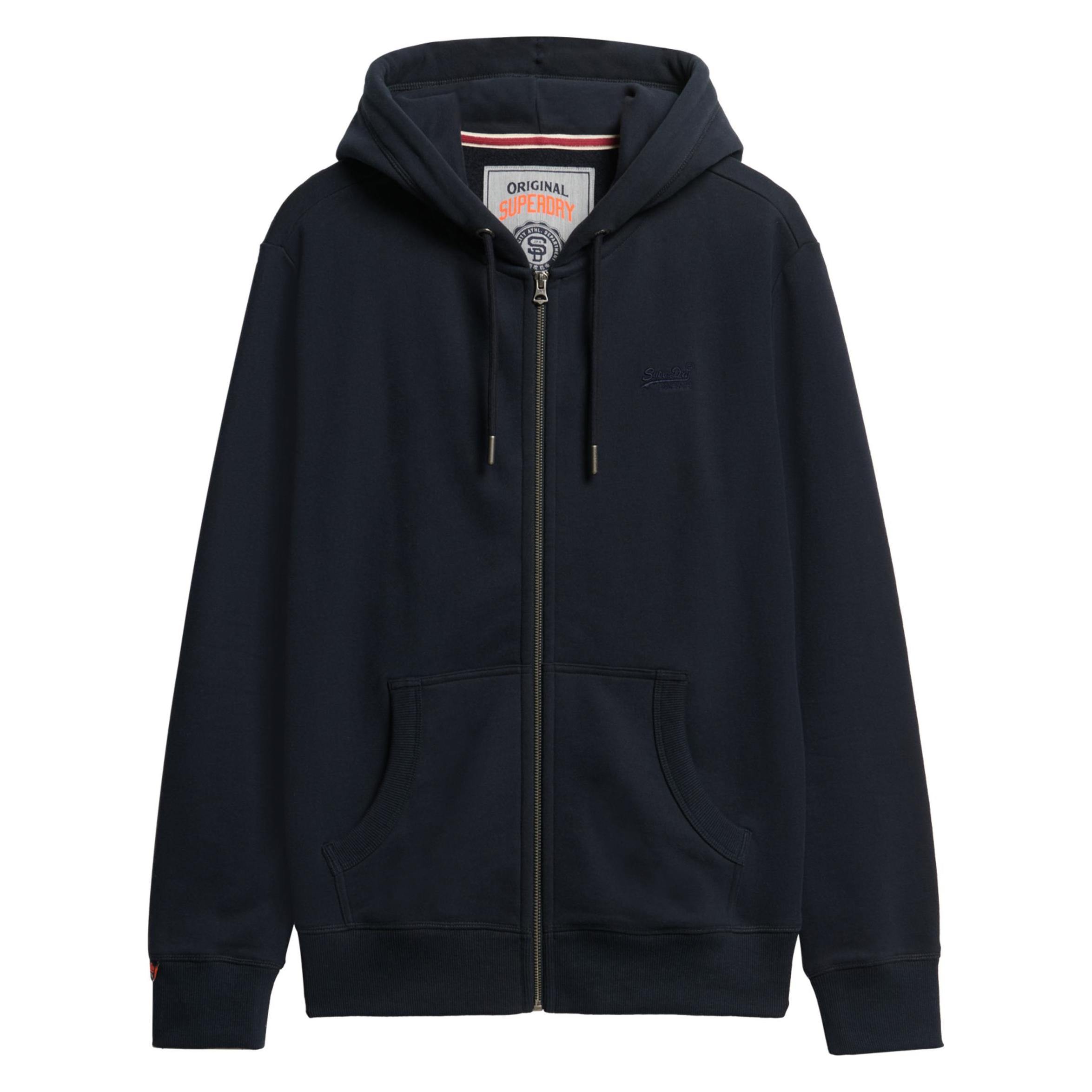 Superdry, Unisex, Pullover, Sweatjacke Casual Figurbetont Essential Logo Zip Hoodie, Grau, Blau, (3XL)