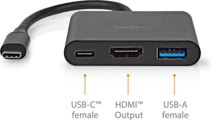 Produktbild Nedis USB Multi-Port-Adapter | USB 3.2 Gen 1 | USB-C™ Stecker | HDMI™ Ausgang / USB-A Buchse / USB-C (USB-C, 3 Ports)