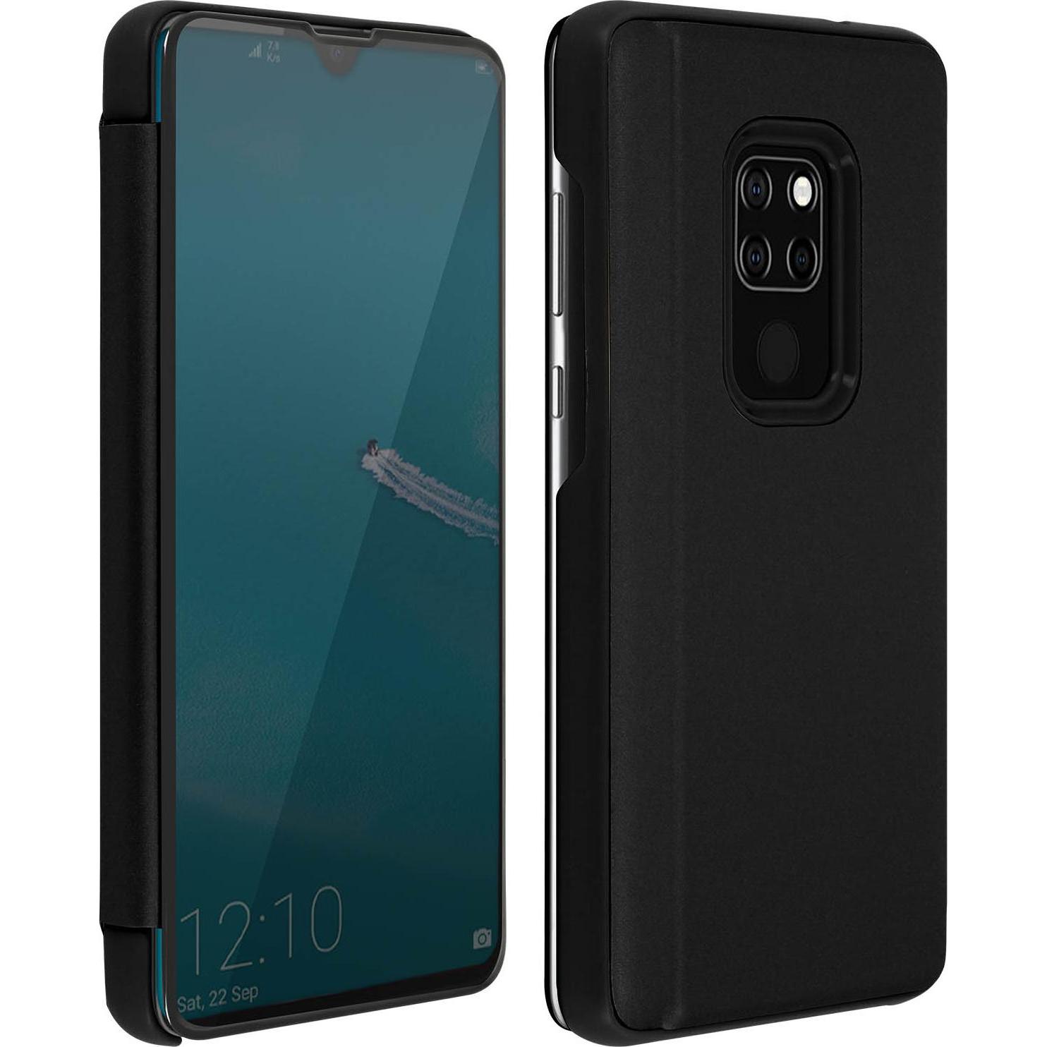 Avizar Huawei Mate 20 Flip Cover mit Spiegeleffekt & Standfunktion – Schwarz (Huawei Mate 20), Smartphone Hülle, Schwarz