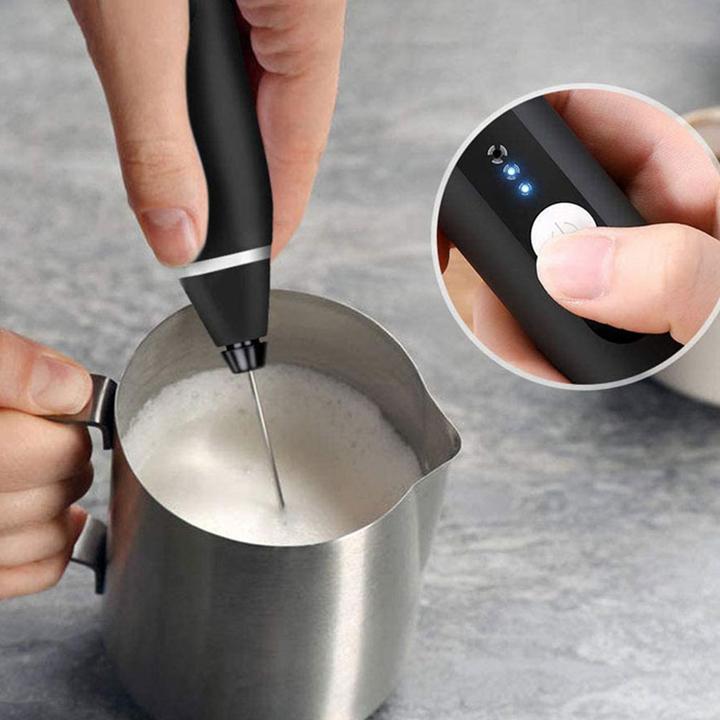 Produktbild Esmée USB Milchaufschäumer Set 3-fach Handmixer wiederaufladbar für Kaffee/ Milch/ Ei Schwarz