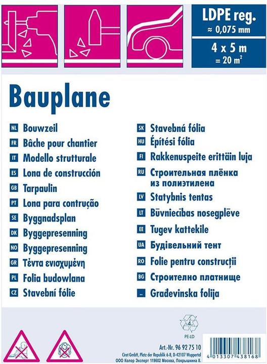 Image du produit Color Expert Bâche de couverture (4 x 5 m)