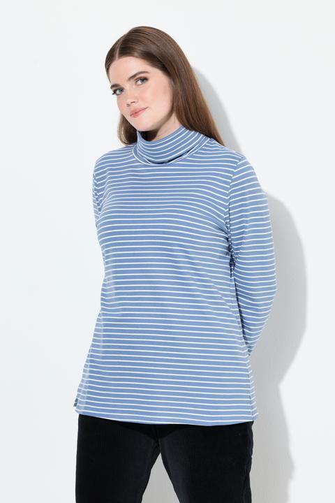 Image du produit Ulla Popken T-shirt côtelé coupe Slim. Col roulé, manches longues et coton bio (50, 52)