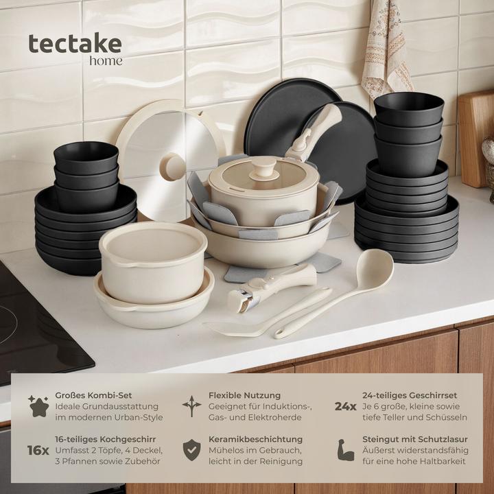 Actual product image tectake Kitchen starter set for 6 people with crockery, pots etc. (40 pcs.)